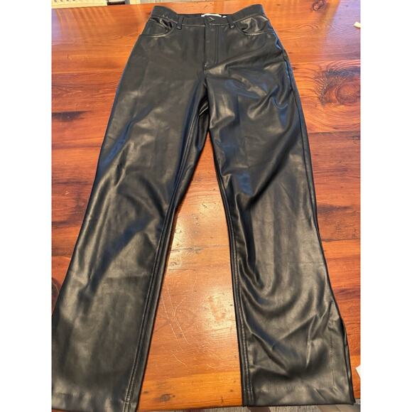 Abercrombie & Fitch Vegan Leather 90s Straight Ultra High Rise Pant Curve Love 6 - Picture 2 of 9